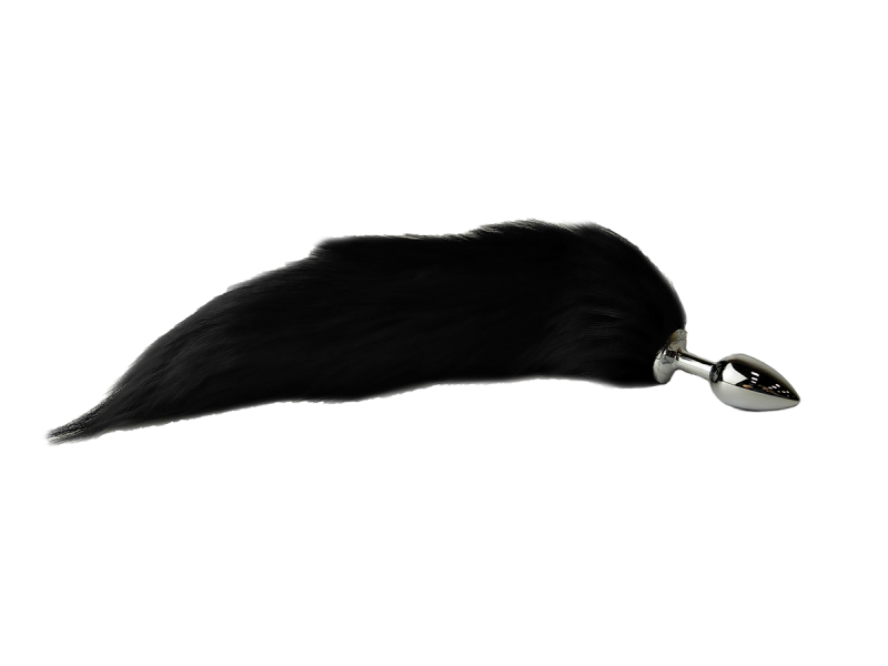 Пробка с объемным черным хвостом "Vandersex" металл, M 